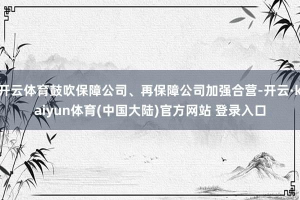 开云体育鼓吹保障公司、再保障公司加强合营-开云·kaiyun体育(中国大陆)官方网站 登录入口